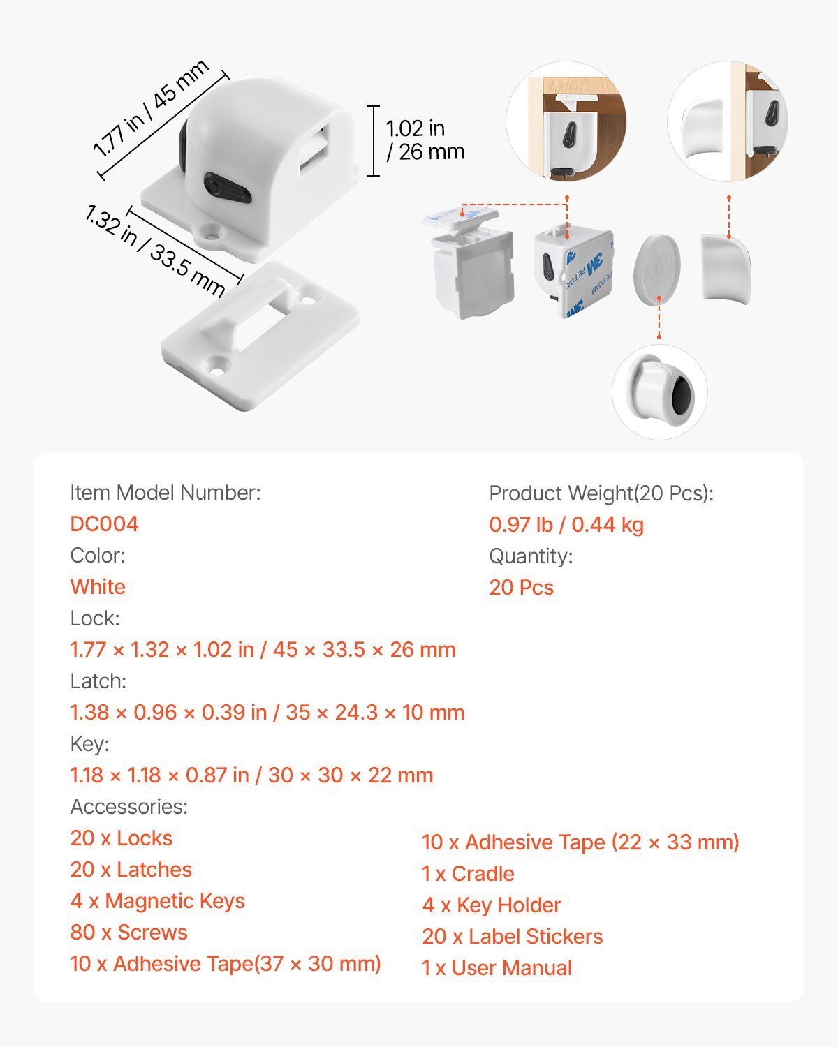 Magnetic Child Safety Cabinet Locks – 20 Pack | Baby Proof Drawers & Cabinets