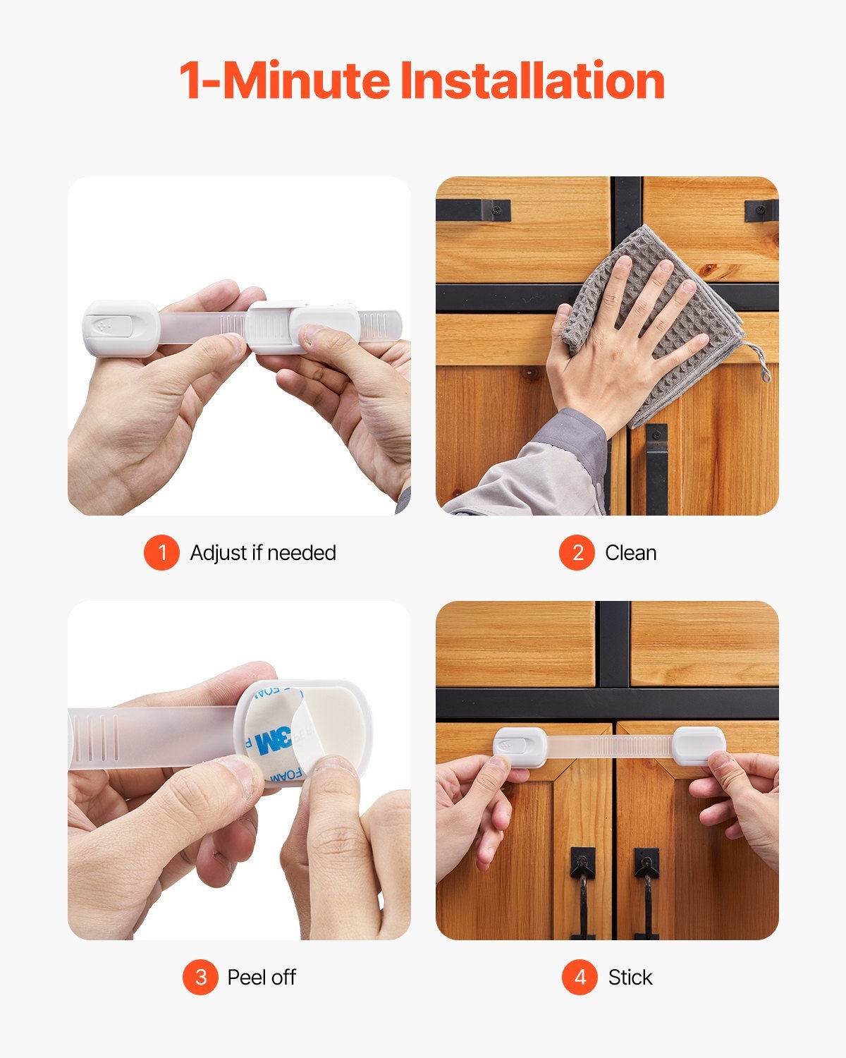 Child Safety Cabinet Locks - 8 Pack | Baby Proof Drawers & Cabinets