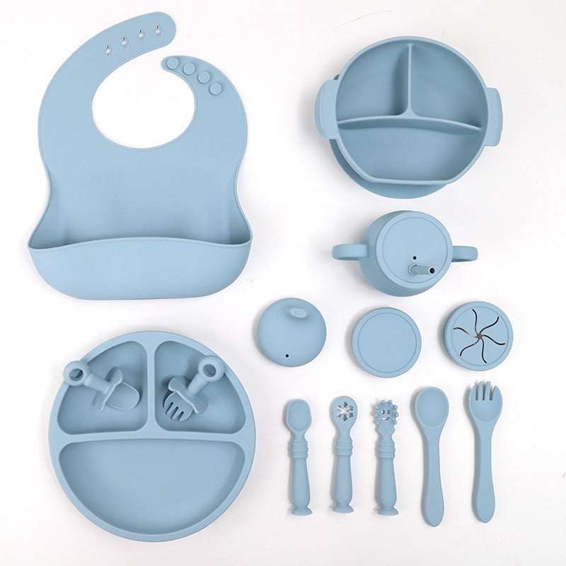 Silicone Baby Feeding Set - 15-Piece BPA-Free Tableware with Bib, Bowl, Spoon & Plate